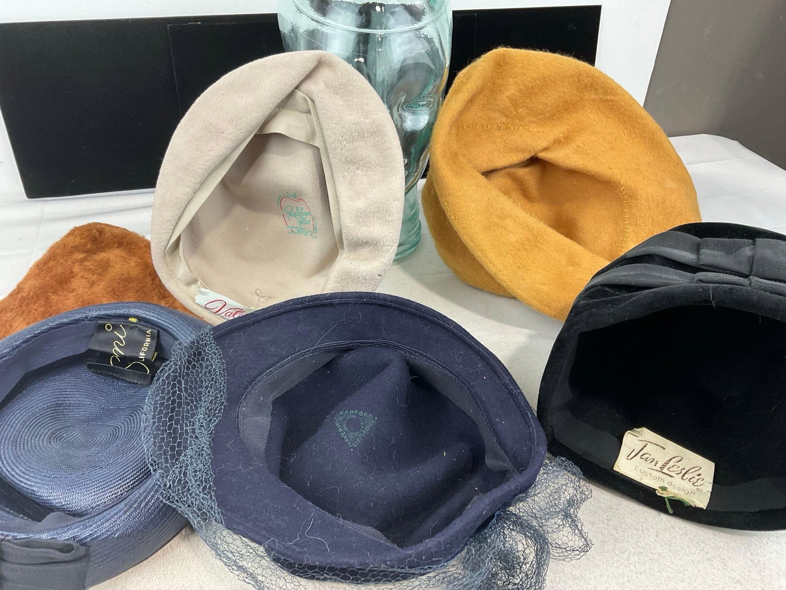 Collection of 6 1940s-50s Hats, variety of brands, Velour, Brushed Felt Cloche, few Pillbox hats - 6