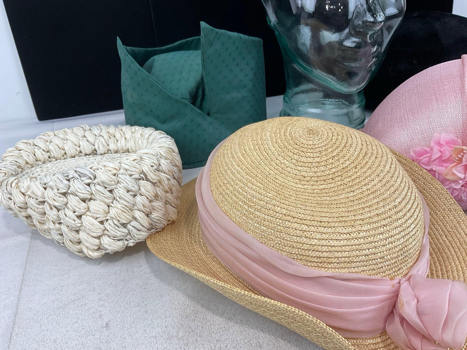Collection of 7 Hats, 40s-50s style, Fascinator, Pillbox style, Fur Cloche, Felt/Velour - 2