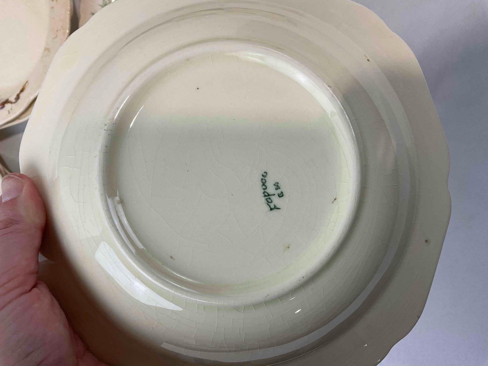 24 pcs Vintage Papoco Cream Ceramic Dishes w/ Floral Pattern. As Is Condition. See pics. - 6