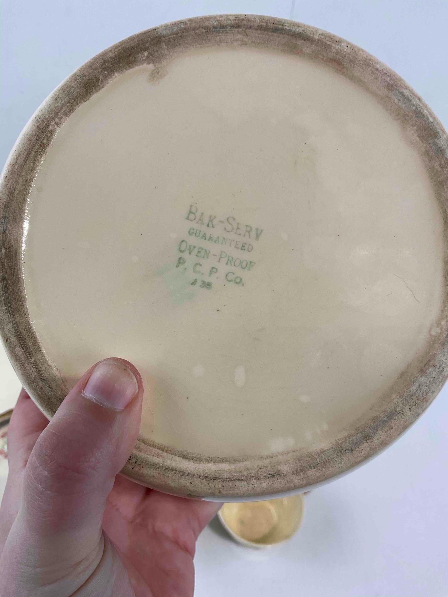 24 pcs Vintage Papoco Cream Ceramic Dishes w/ Floral Pattern. As Is Condition. See pics. - 7