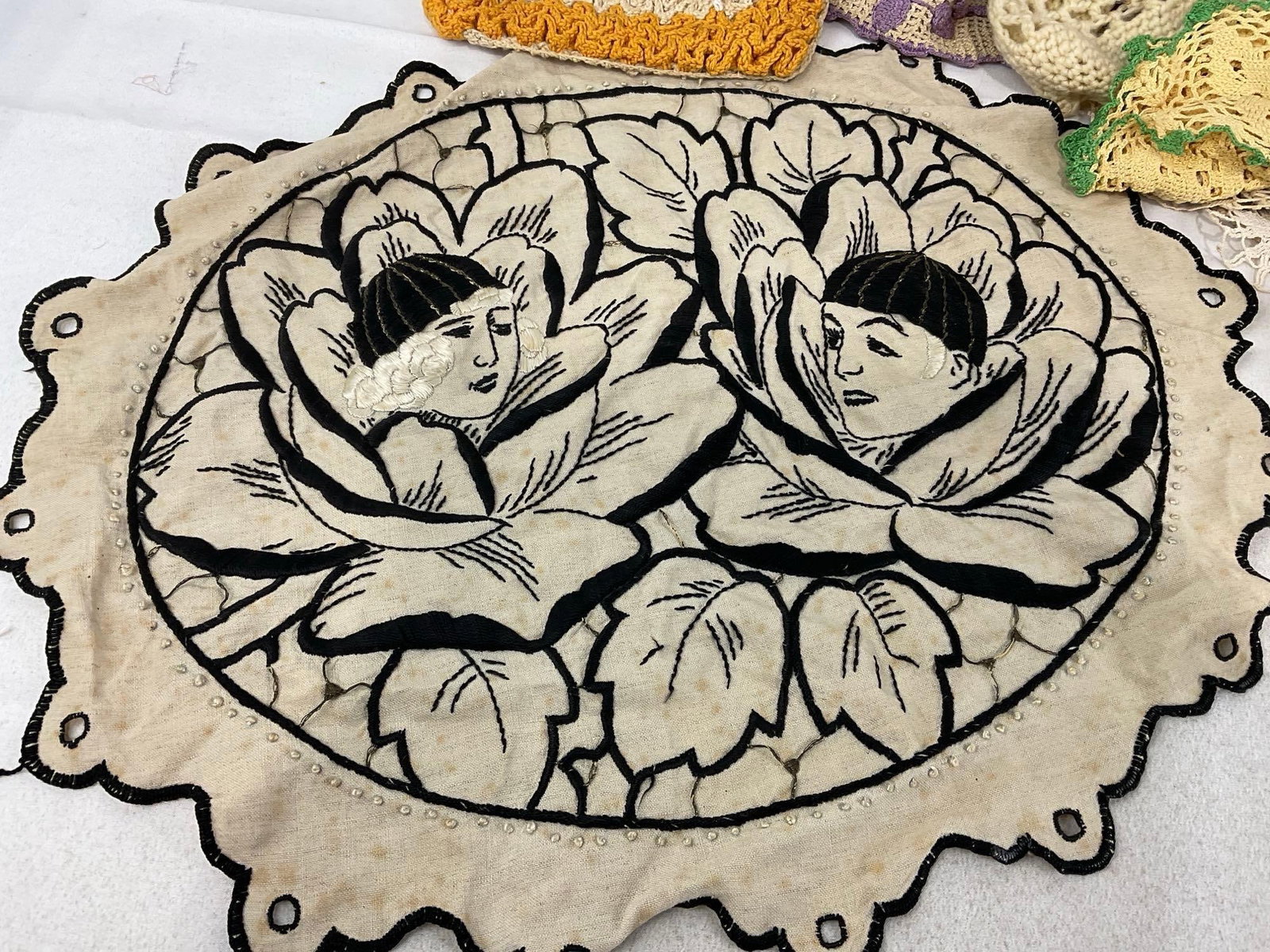 Variety of Handmade Pan Holders, Air Force Pillow Case, Black/White Ornate Embroidery & more - 2
