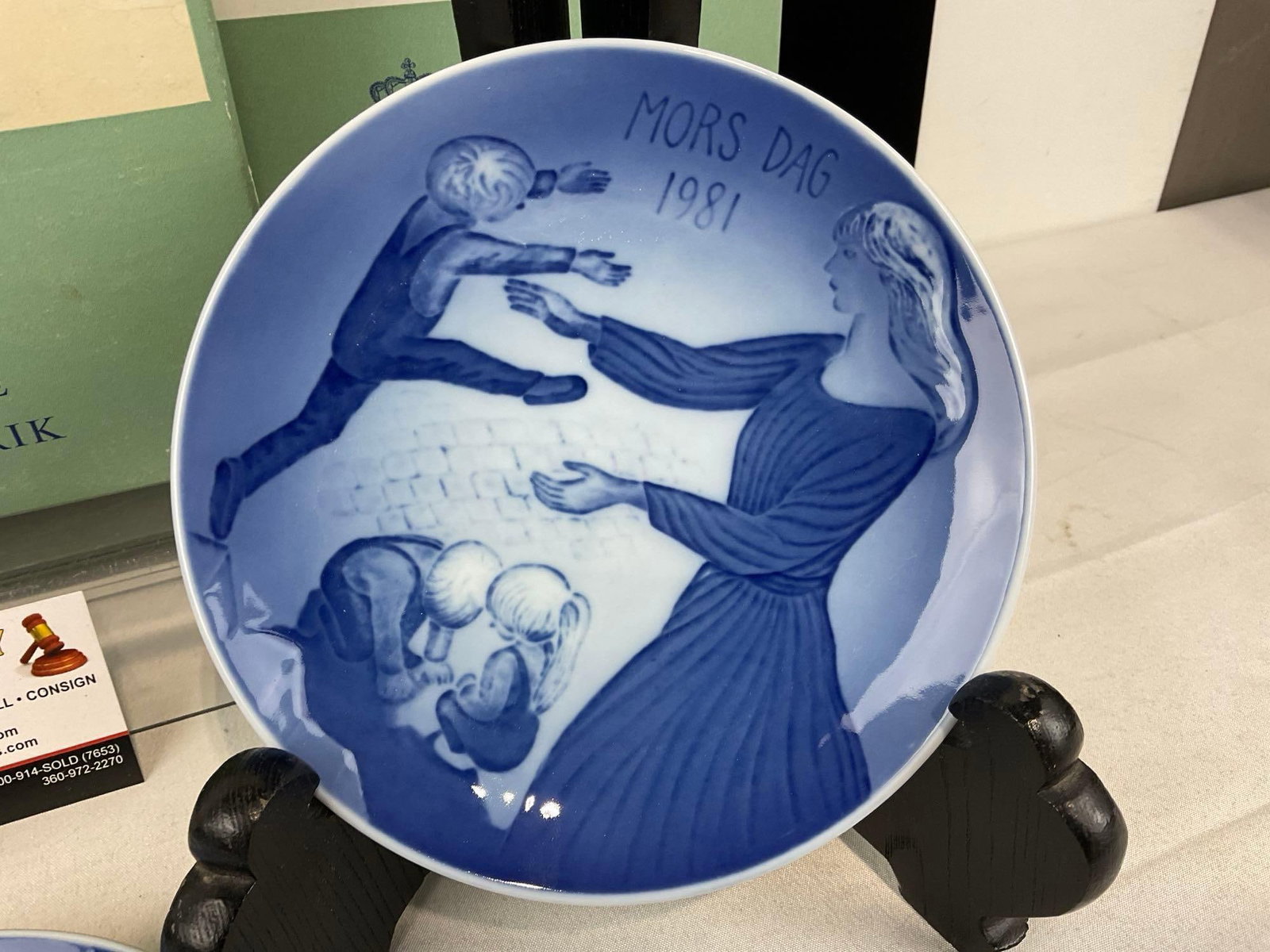3 Blue & White Royal Copenhagen Mothers Day Porcelain Plates, 1979-1981 w/original boxes, - 3