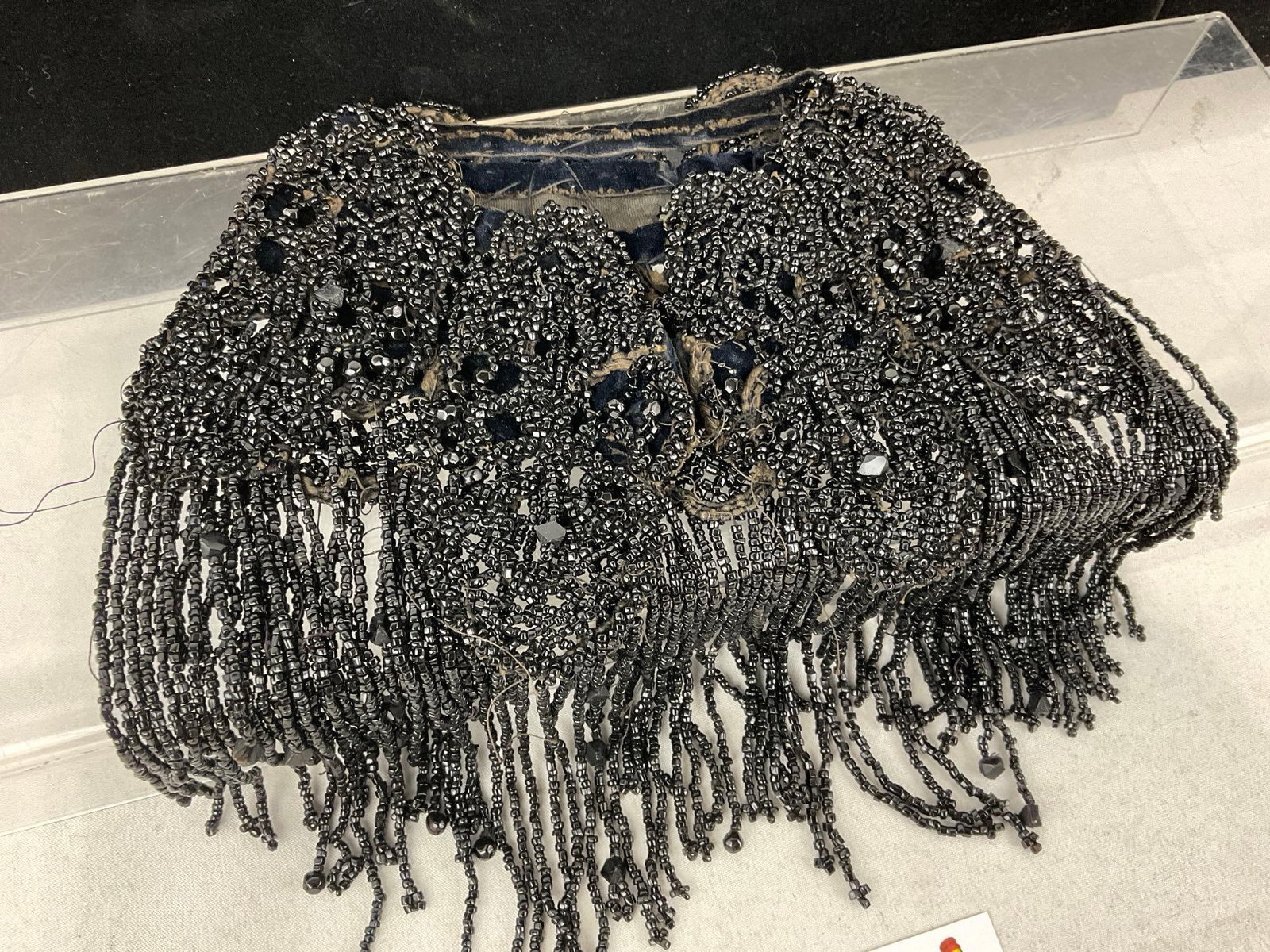 Antique Victorian Black Velvet & Jet Black Beaded Collar - 2