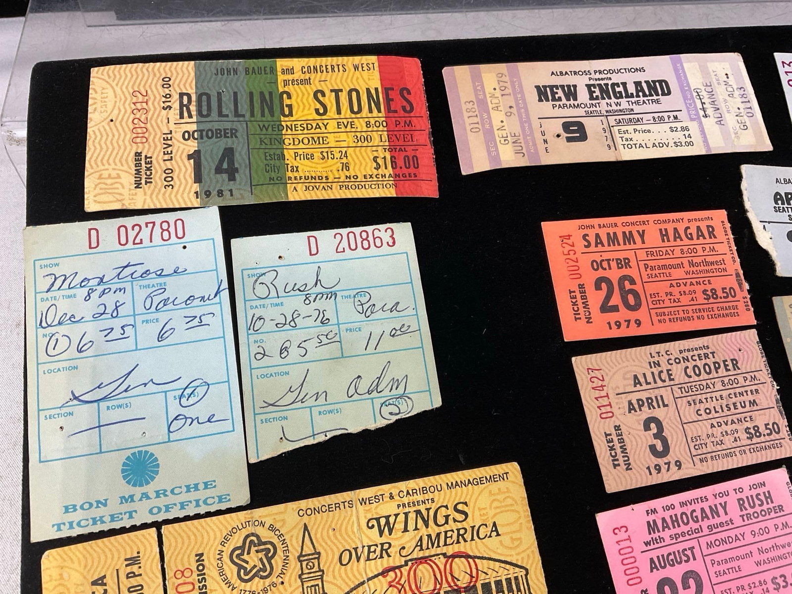 Collection of Vintage Concert Ticket Stubs, incl. Rolling Stones, Alice Cooper, Rush, Triumph, He... - 2