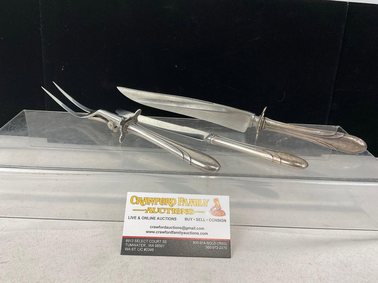 3 Towle Sterling Silver & Stainless Serving Flatware, total weight of 293.5 grams: The pieces weigh a total of 293.5 grams, including any stainless steel blades, and any reinforcing. Appears to be in good shape. The piece measures approx 12h x 3w x 3d inches. See pics. E-414