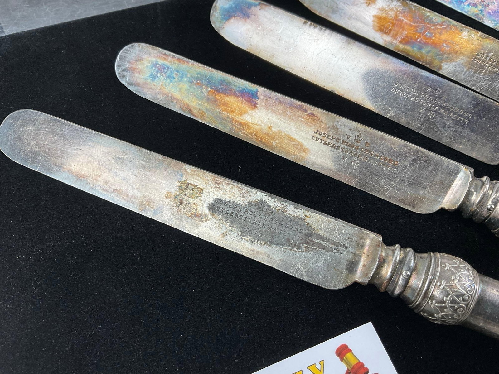5 Antique Victorian Era Joseph Rodgers & Sons Butter Knives 10 inch long - 2
