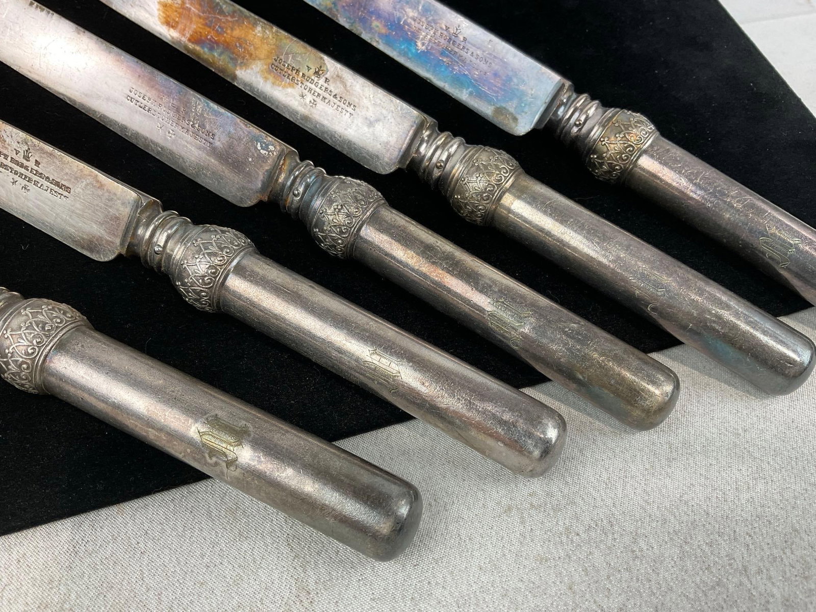 5 Antique Victorian Era Joseph Rodgers & Sons Butter Knives 10 inch long - 4