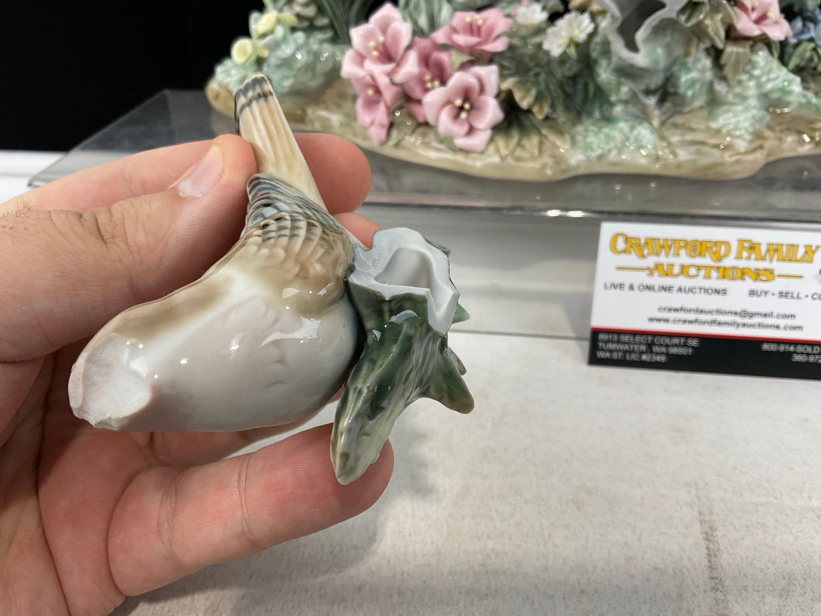 Vintage 1978 LLADRO Statue no 1368 Glazed Porcelain, Spring Birds, Ornate Flowers, some damage - 4