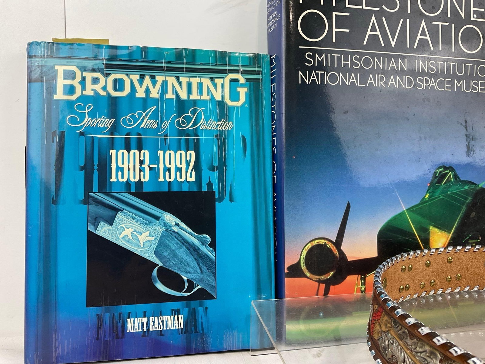 3x Books, Browning, Milestones of Aviation, Harley Davidson, & Ornate Belt & Buckle - 2