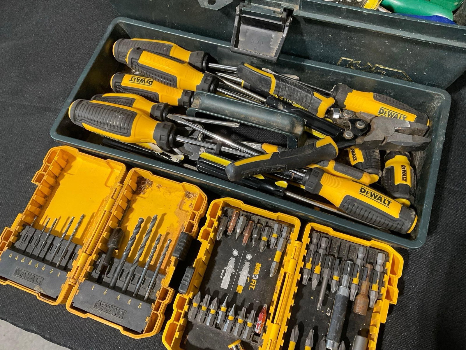 Toolbox w/DeWalt Screwdrivers, Pliers, Drill Bits, Tin Snips & more - 2
