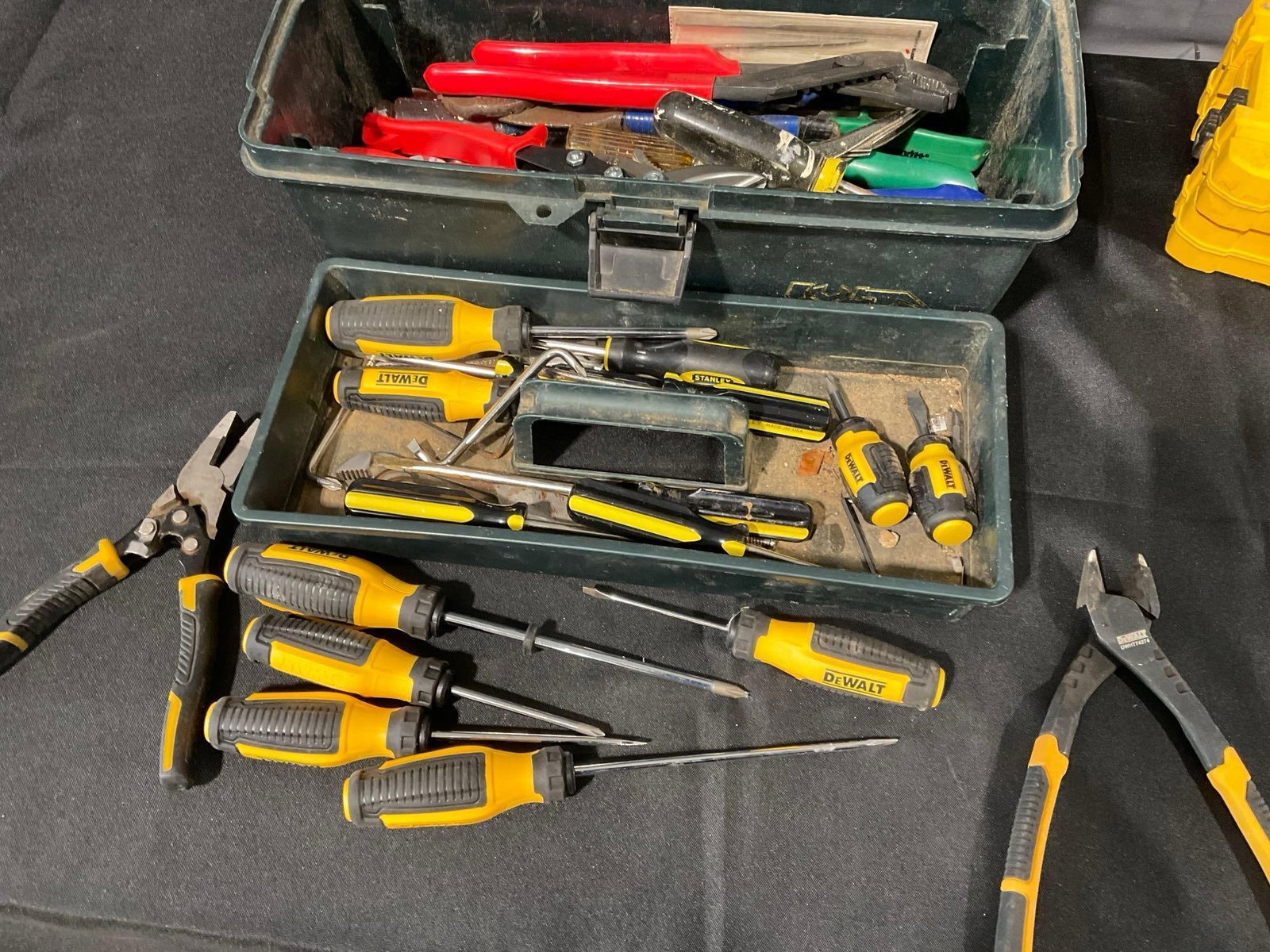 Toolbox w/DeWalt Screwdrivers, Pliers, Drill Bits, Tin Snips & more - 3