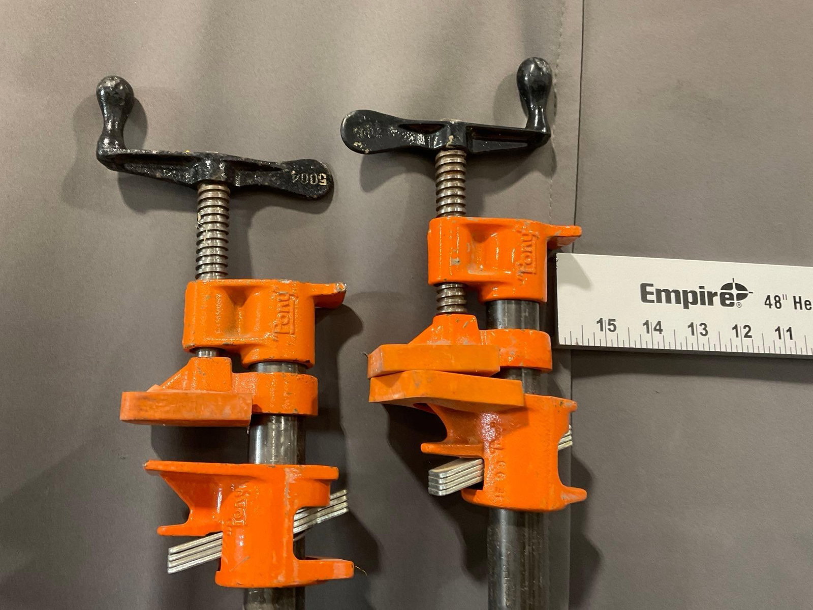 Empire 48 inch Heavy Duty T-Square, pair of Pony Pipe Clamps, 2 Aluminum Empire Levels - 5