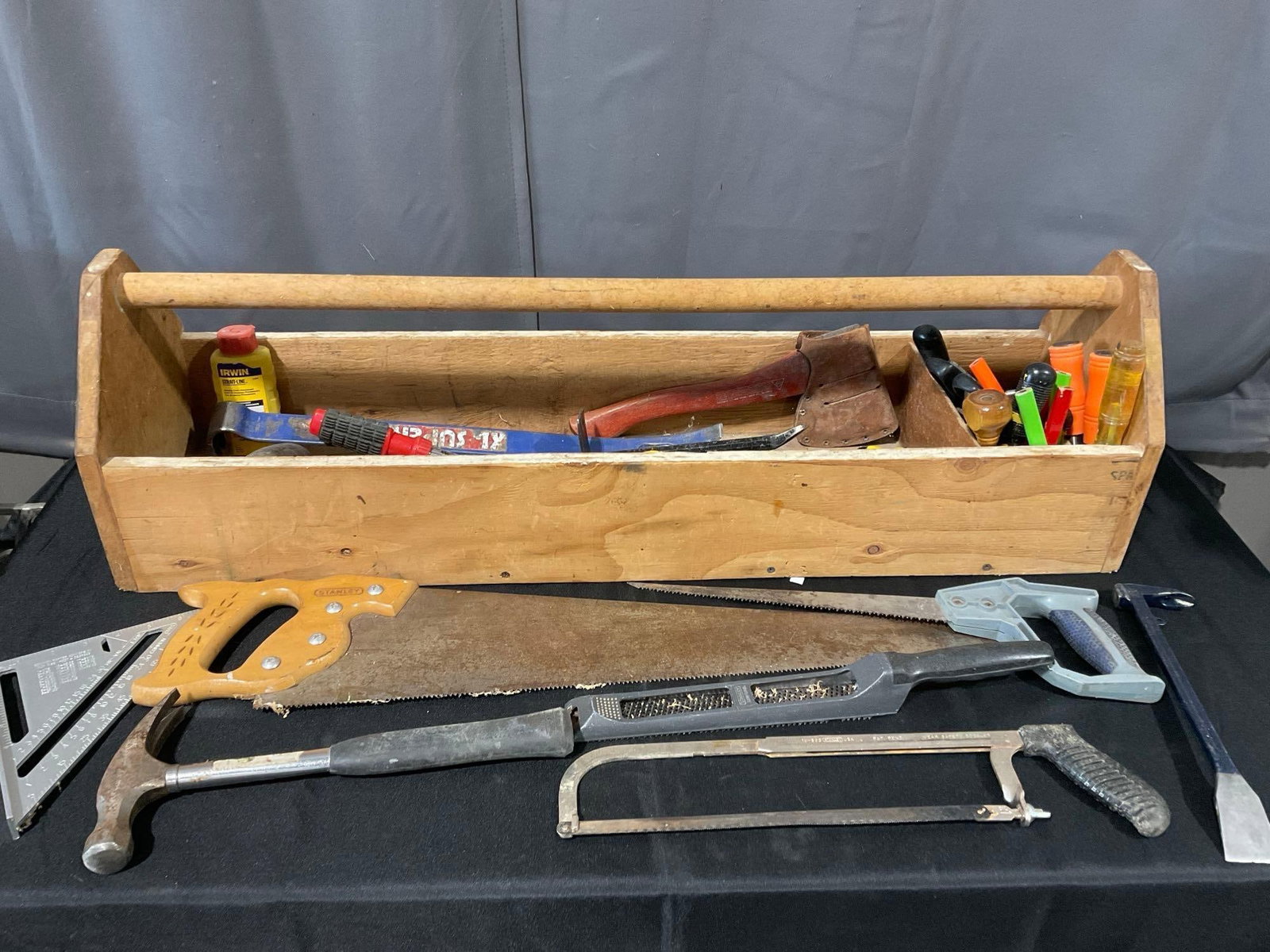 Long Handmade Toolbox, Saws, Files, Square, Prybar, Hammers, Chisels, & more tools (1 of 7)