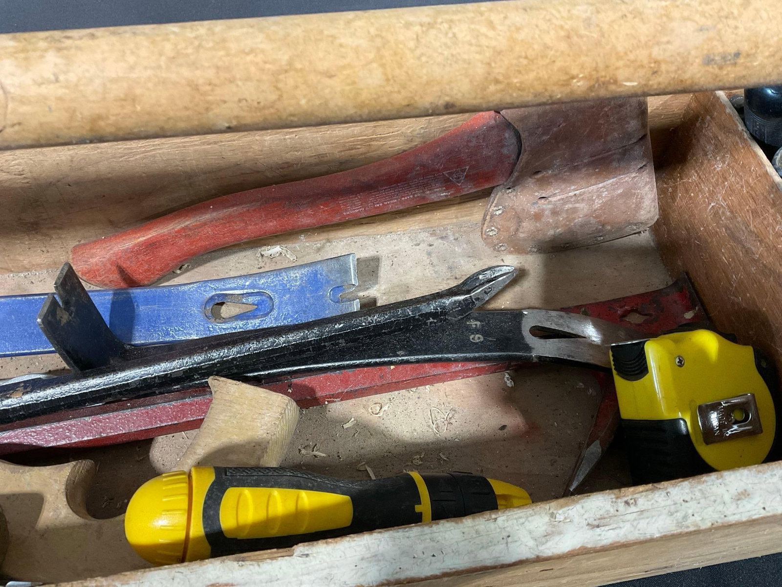 Long Handmade Toolbox, Saws, Files, Square, Prybar, Hammers, Chisels, & more tools - 3