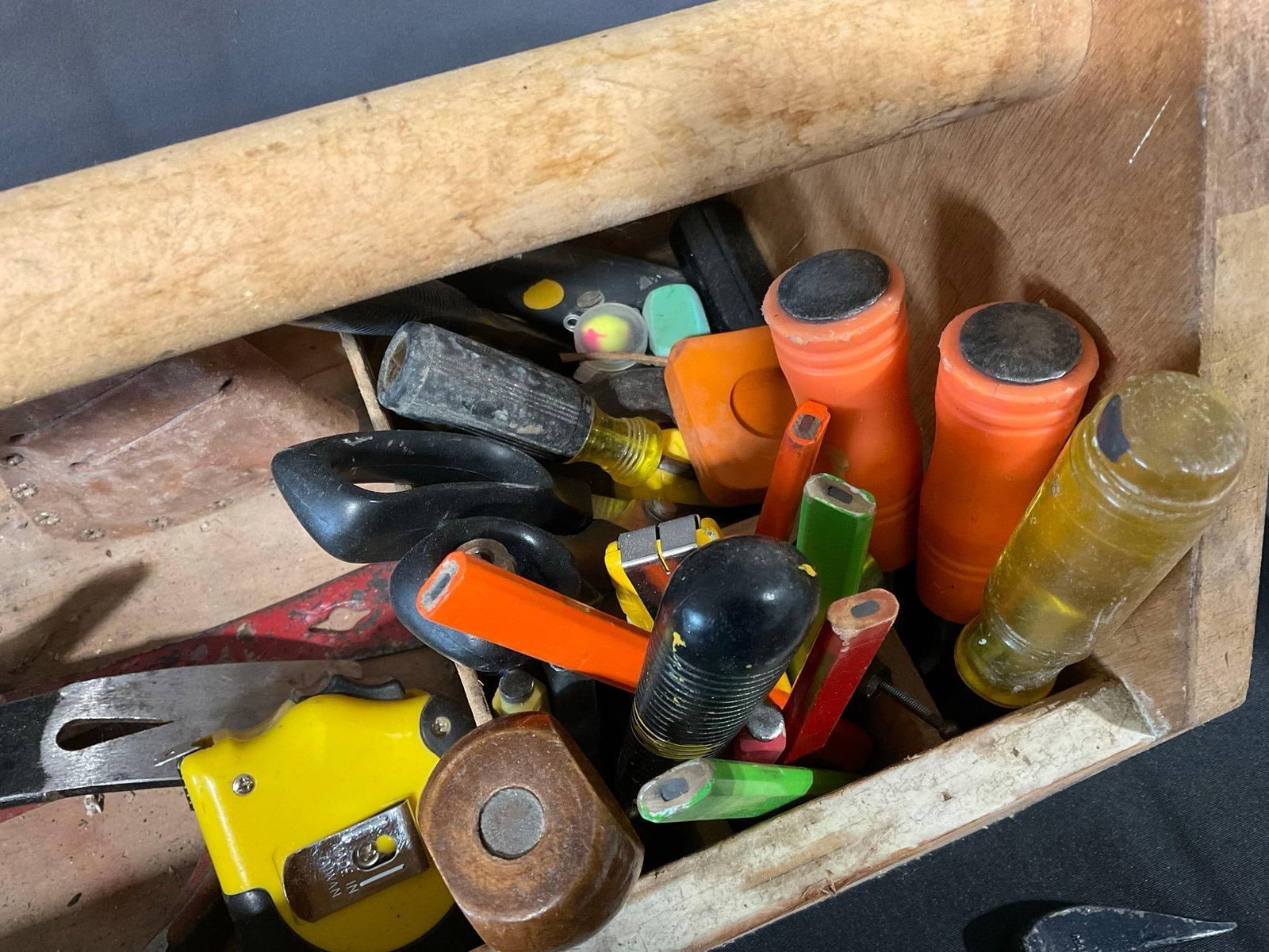 Long Handmade Toolbox, Saws, Files, Square, Prybar, Hammers, Chisels, & more tools - 4