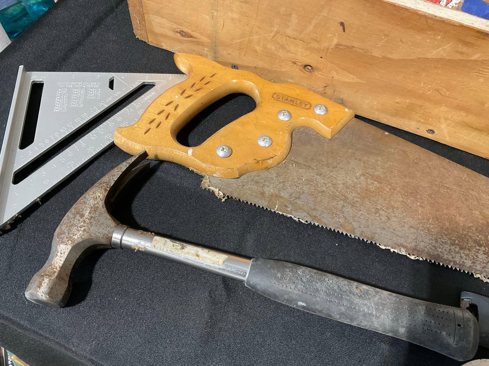 Long Handmade Toolbox, Saws, Files, Square, Prybar, Hammers, Chisels, & more tools - 7