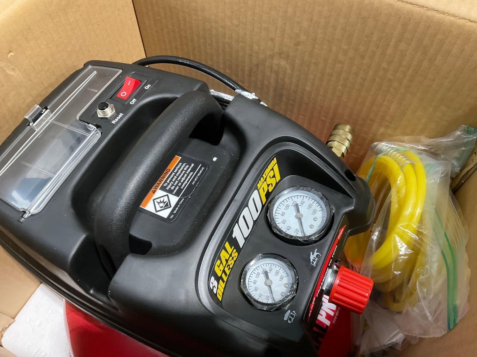 Central Pneumatic 3 Gallon Oilless Pancake Air Compressor, Item 95275, LNIB - 3