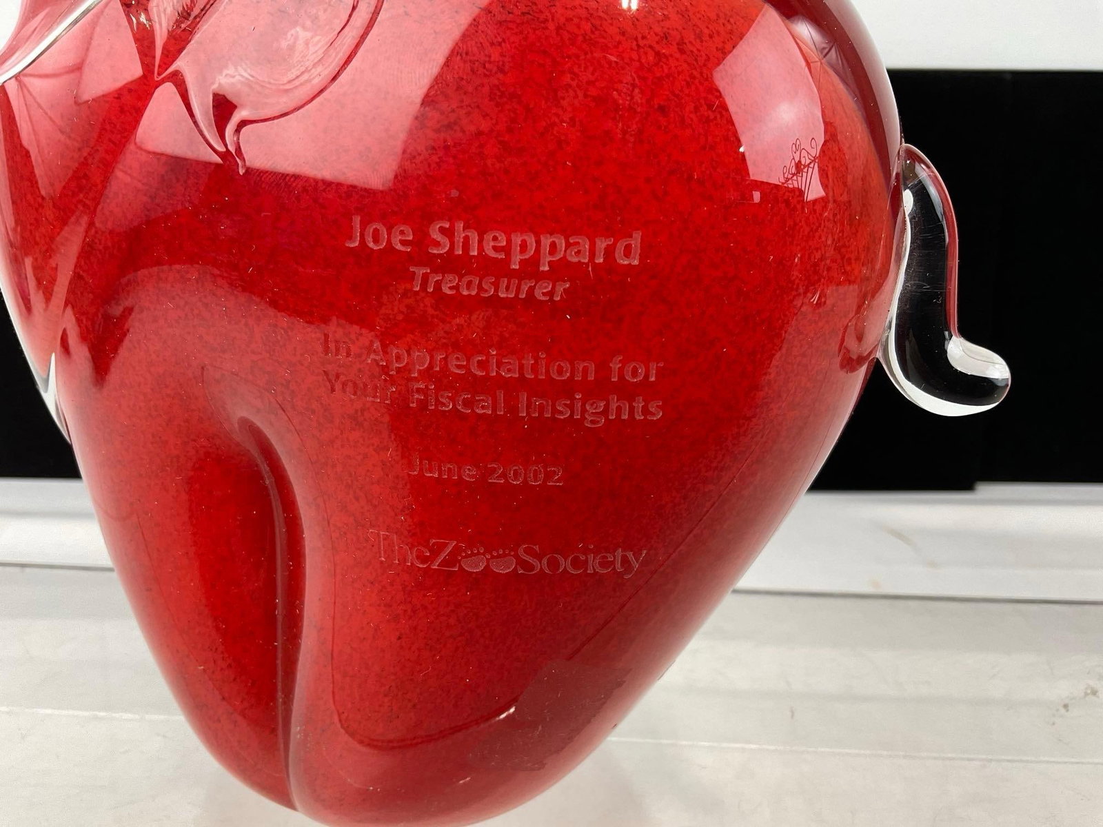 Murano Style Red & Clear Art Glass Elephant piece, 12x8x7 inches - 2