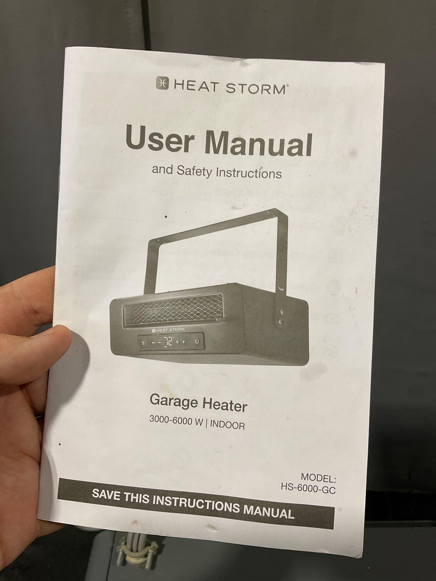 Heat Storm Infrared Electric Heater model no. HS-6000-GC, 240v plug, untested - 3