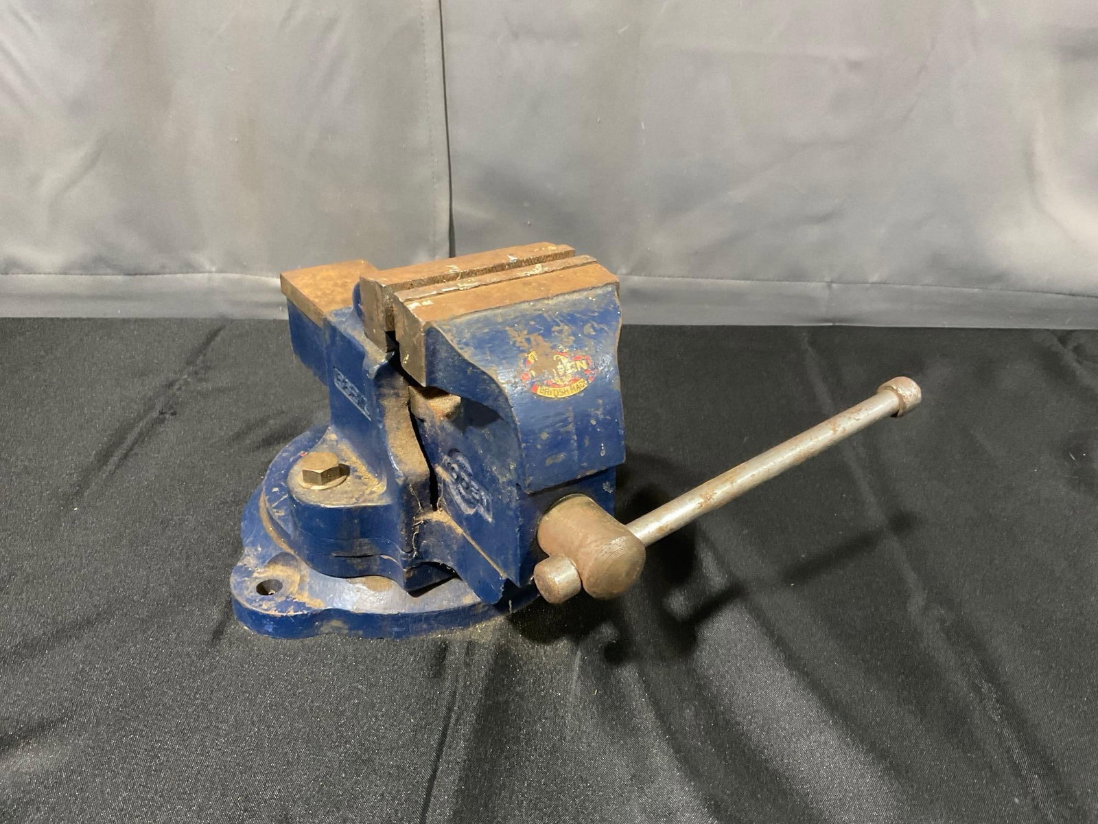 Woden Cast Iron Vise, British Made, Blue finish, Swivel Bench Vise, w/Anvil pad