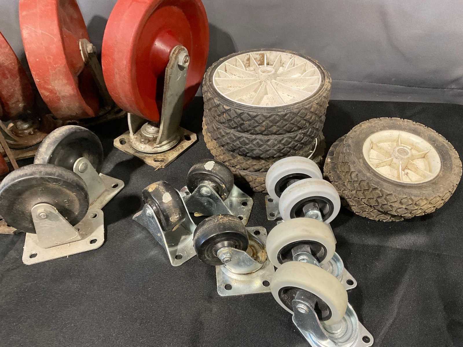 Variety of 4 large Casters, & small casters, & 6 rubber wheels - 3