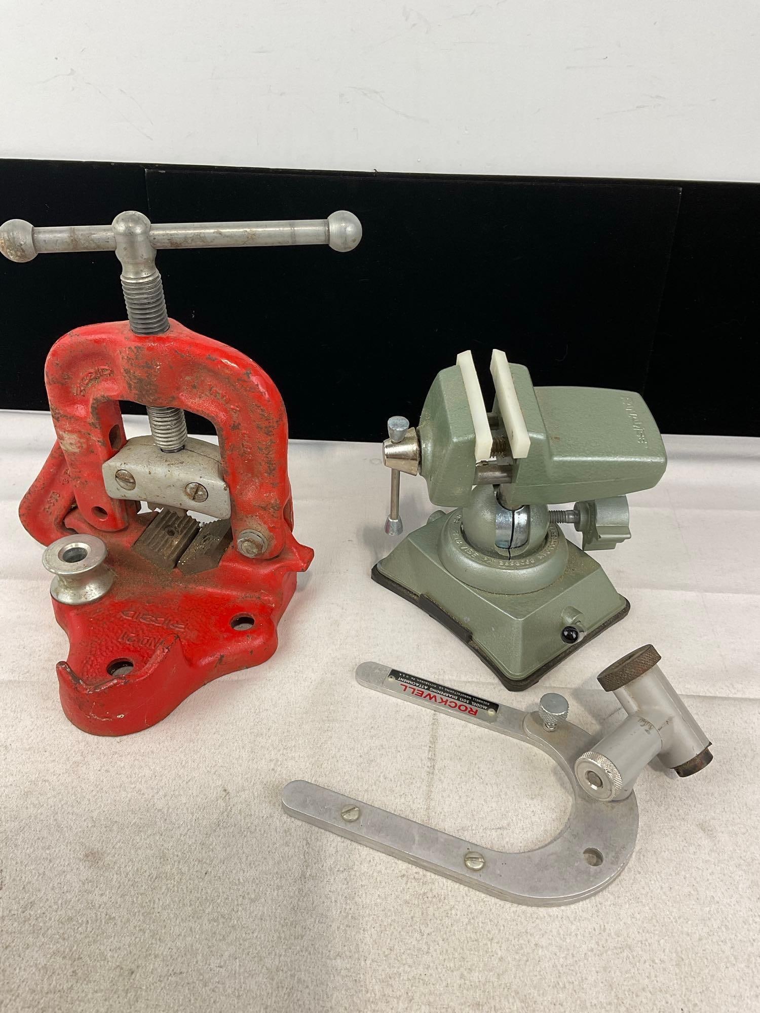 Ridgid Bench Yoke Pipe Vise & Panavise Vise Ball & Socket w/Vacuum mount - 4