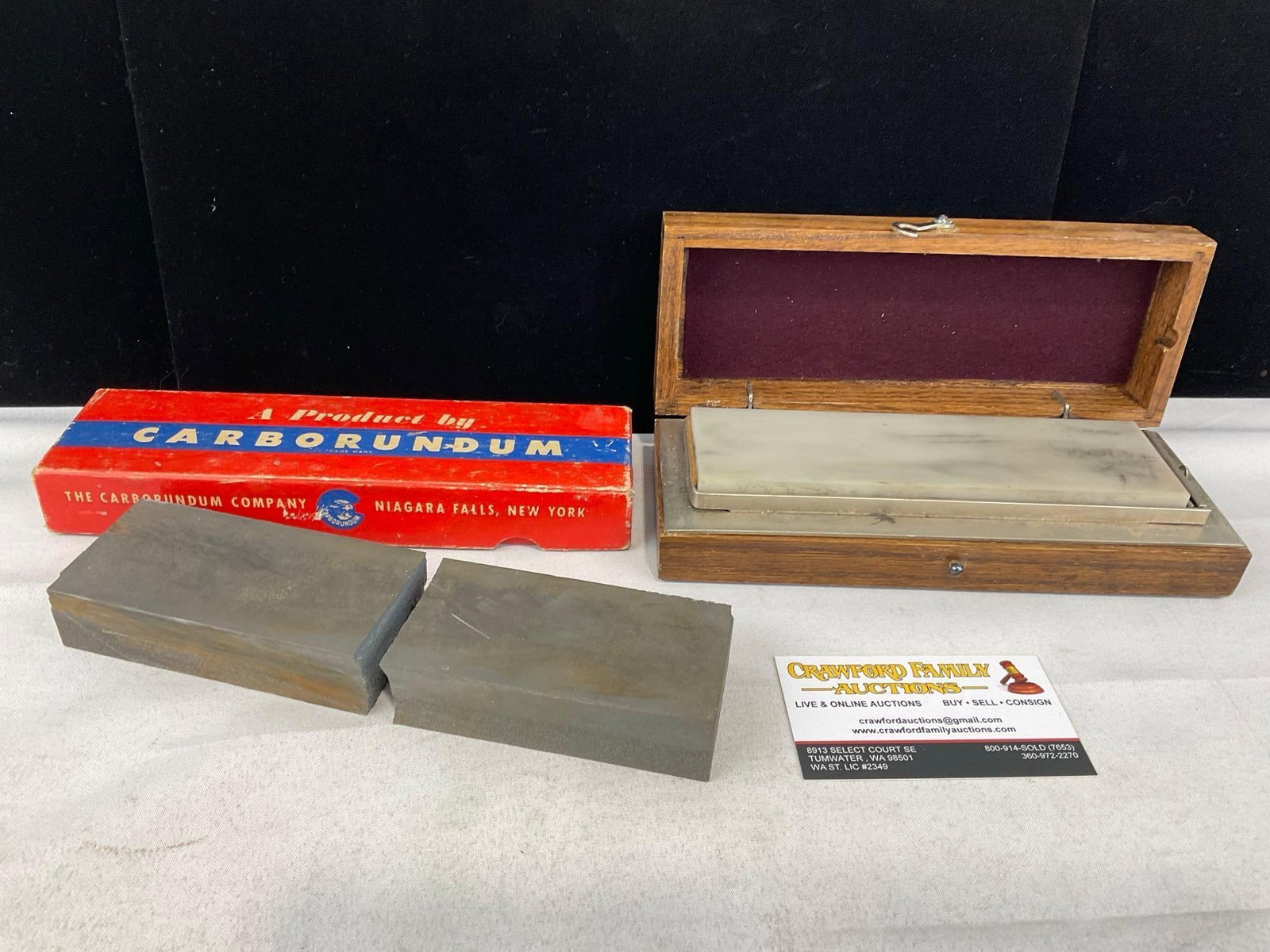 Carborundum Whetstone, broken in two pieces & Norton H1B27 Hard & Oilstone, w/case