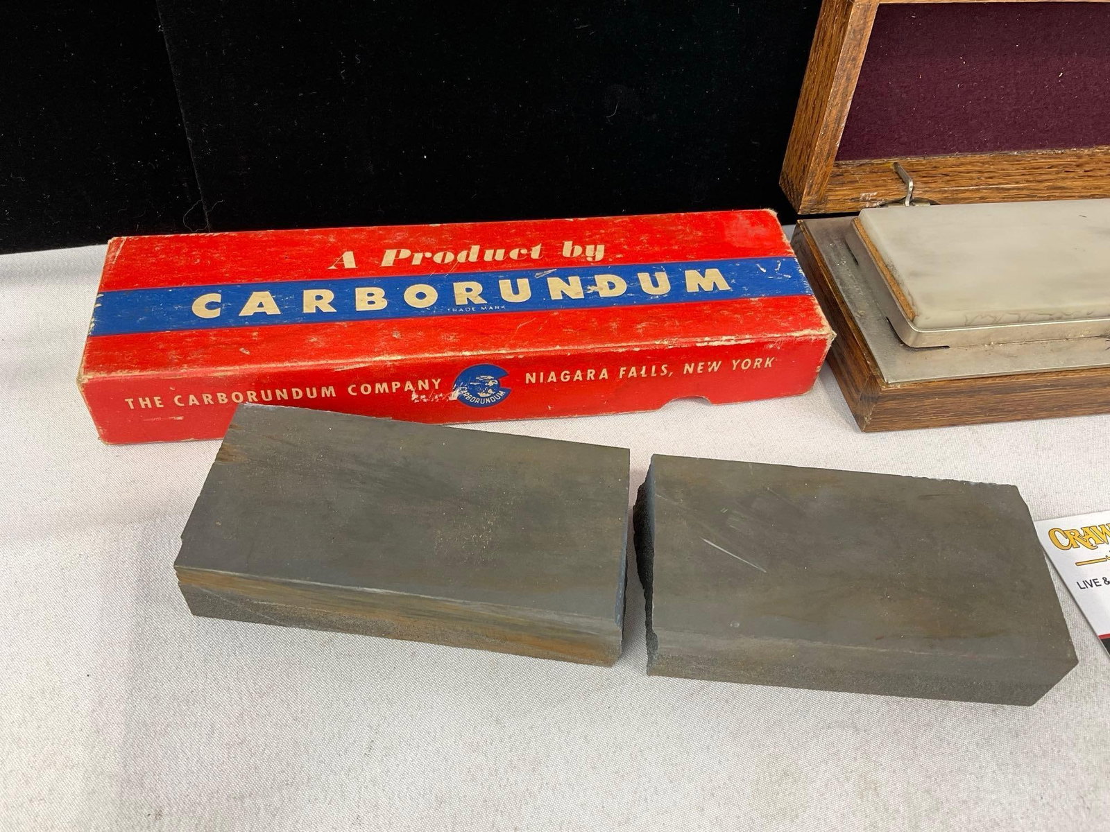 Carborundum Whetstone, broken in two pieces & Norton H1B27 Hard & Oilstone, w/case - 2