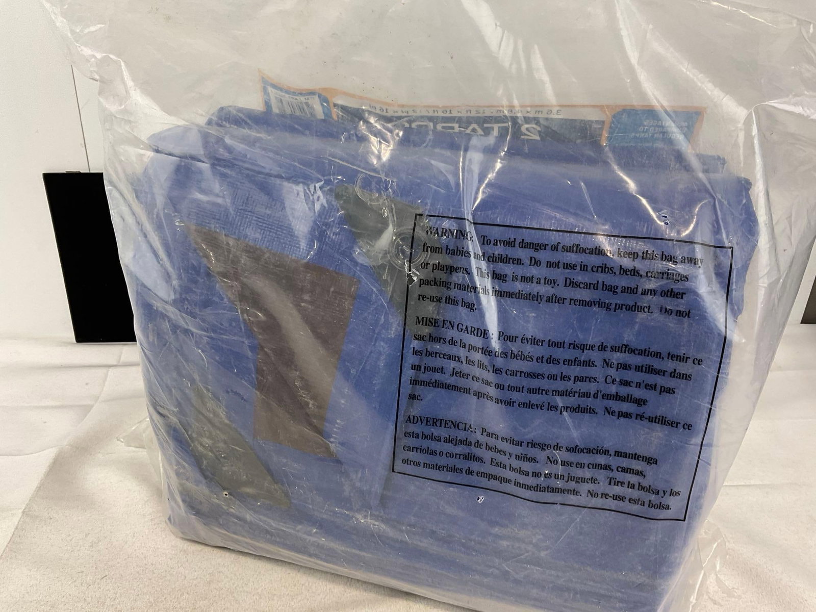 2 Tarps, Heavy Duty Blue/Brown, 12 x 16 feet, looks unused in packaging - 2