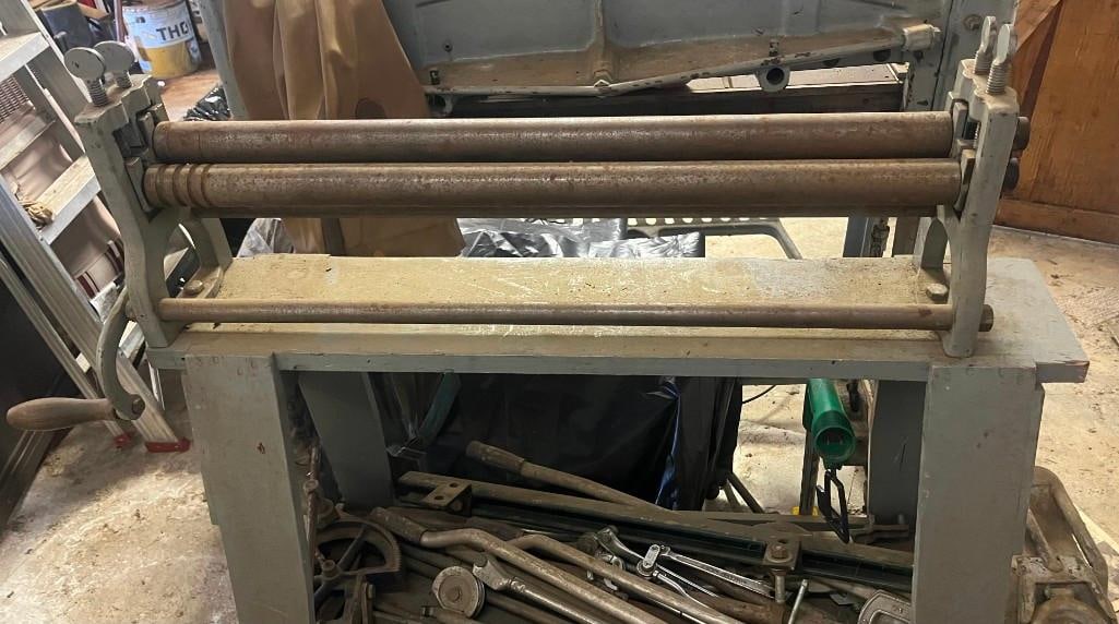 Antique 1889 Asa Straight Slip roller w/bench Sheet Metal Rolling machine in working condition (1 of 3)