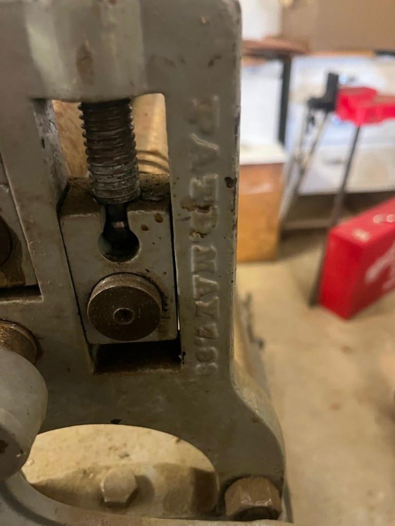 Antique 1889 Asa Straight Slip roller w/bench Sheet Metal Rolling machine in working condition - 3