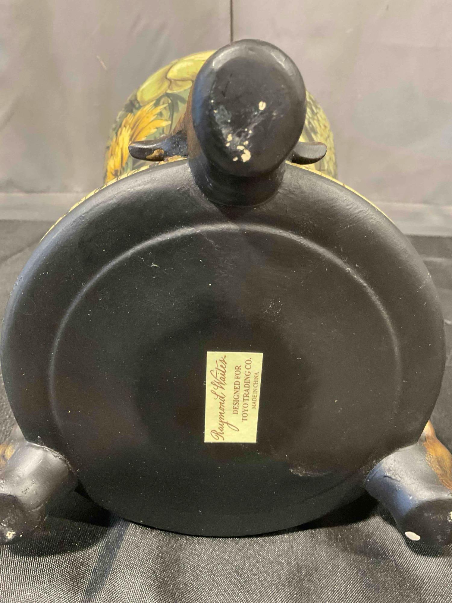 Vintage Raymond Waites Designed Painted Amphora Lidded Jar Urn w/ Yellow Flowers. See pics. - 6