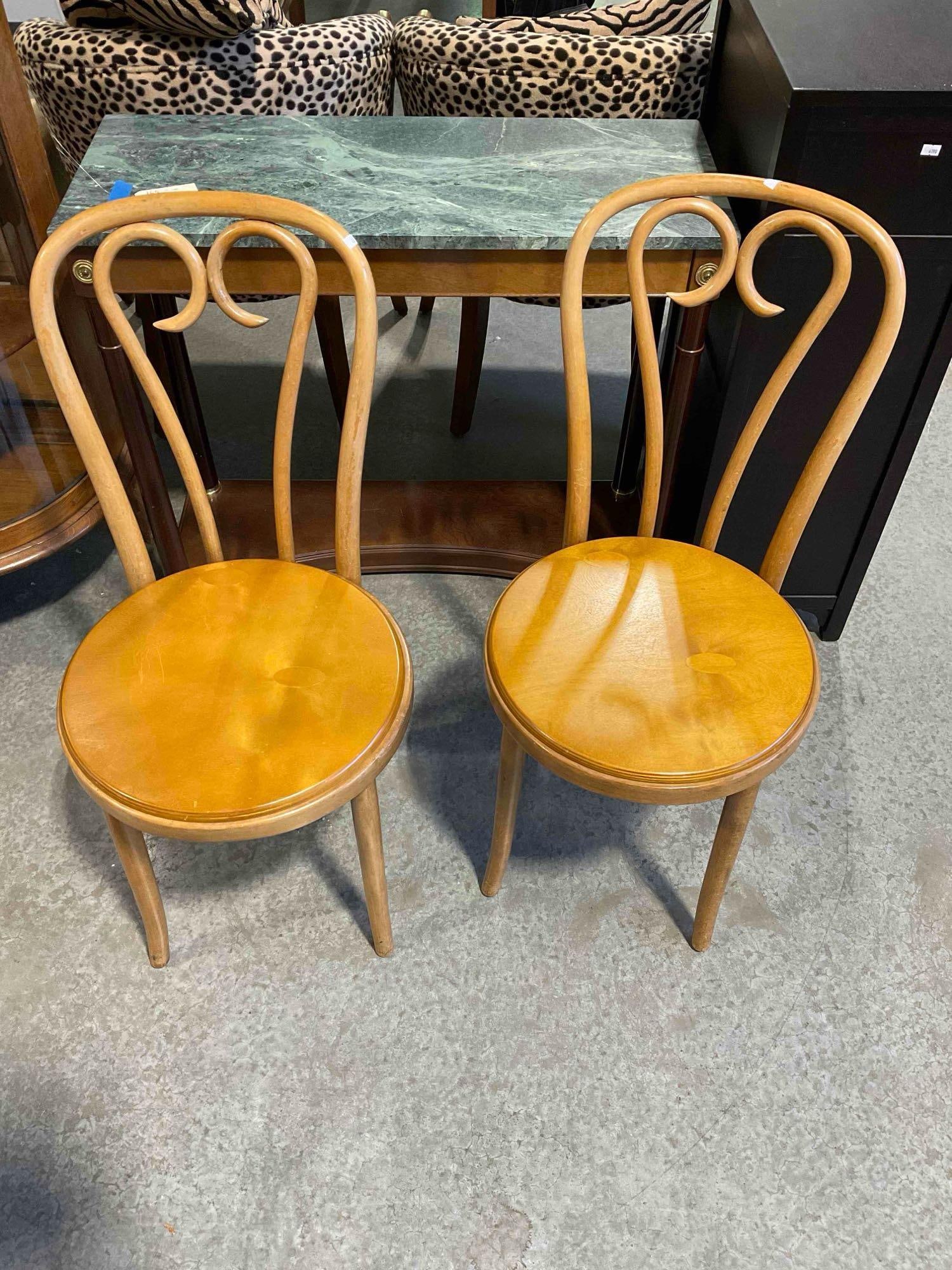 Pair of Vintage Thonet? Bentwood Cafe Chairs w/ Updated Seats? Good Condition. See pics. (1 of 5)