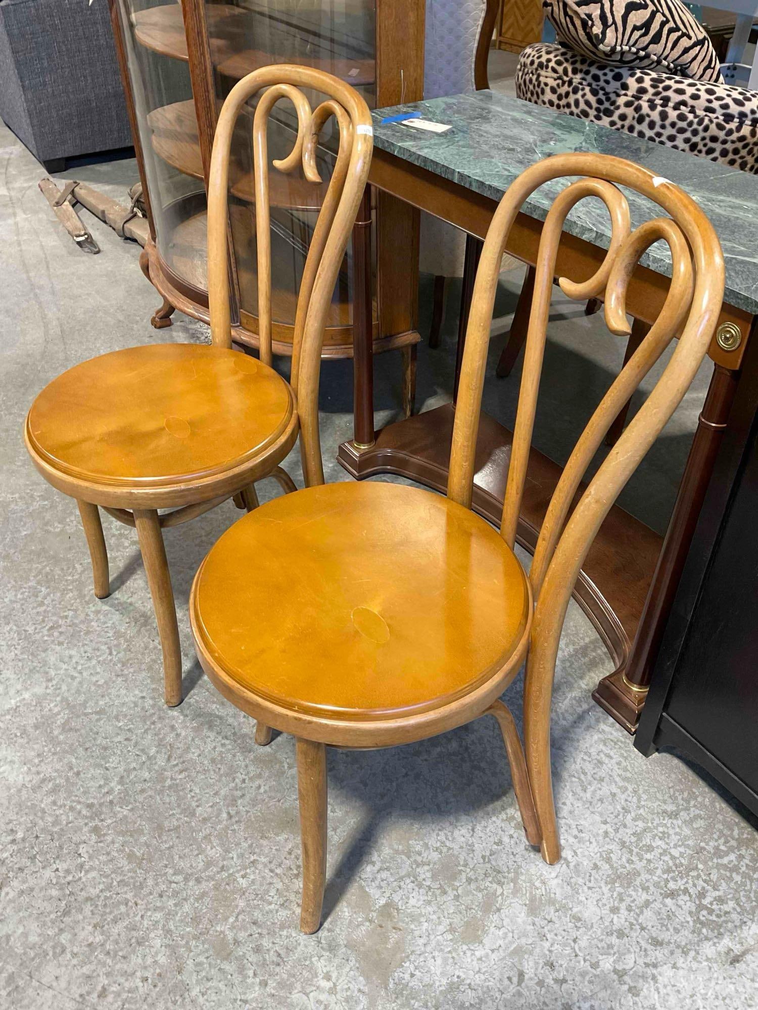 Pair of Vintage Thonet? Bentwood Cafe Chairs w/ Updated Seats? Good Condition. See pics. - 2