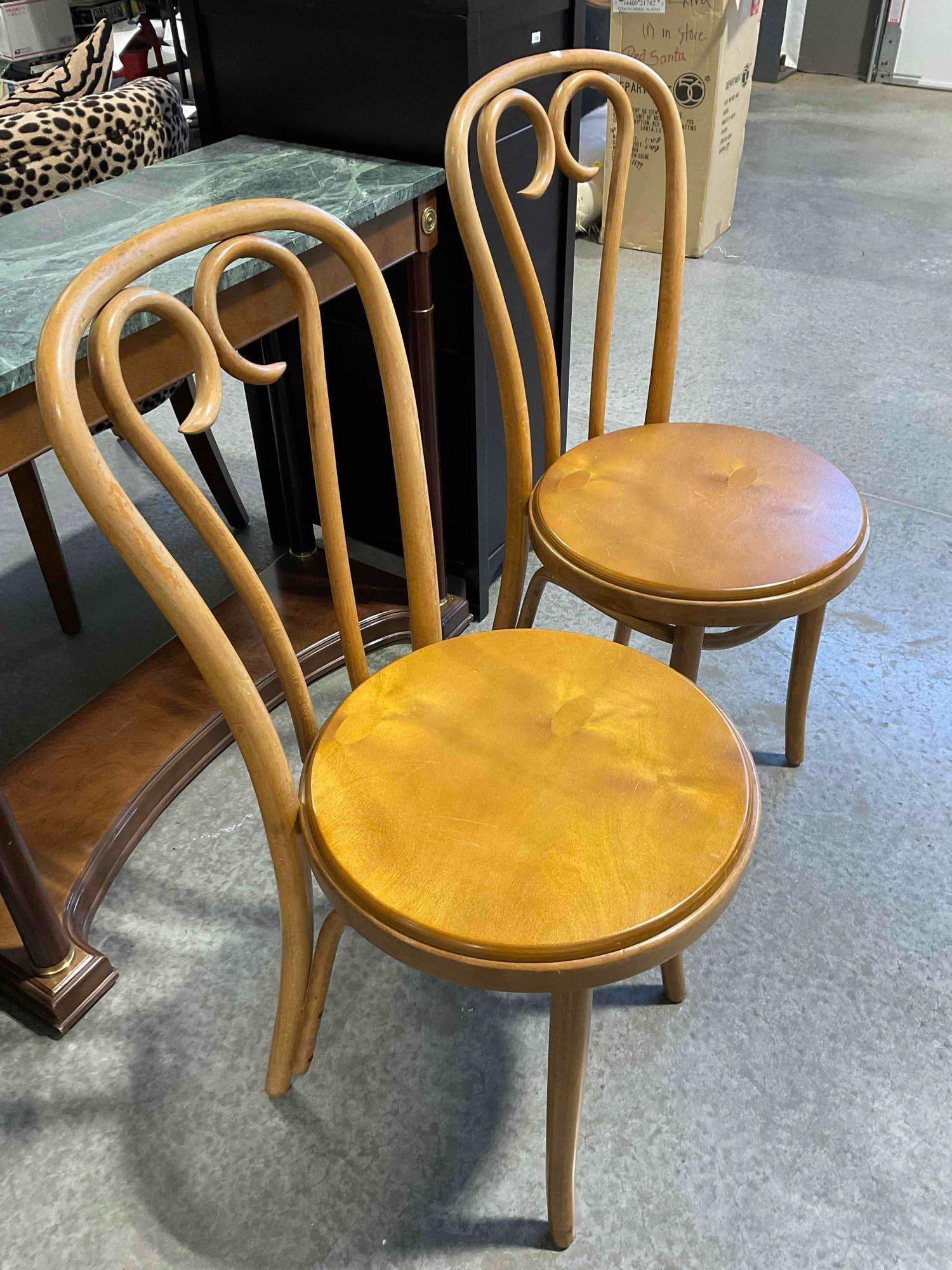 Pair of Vintage Thonet? Bentwood Cafe Chairs w/ Updated Seats? Good Condition. See pics. - 3