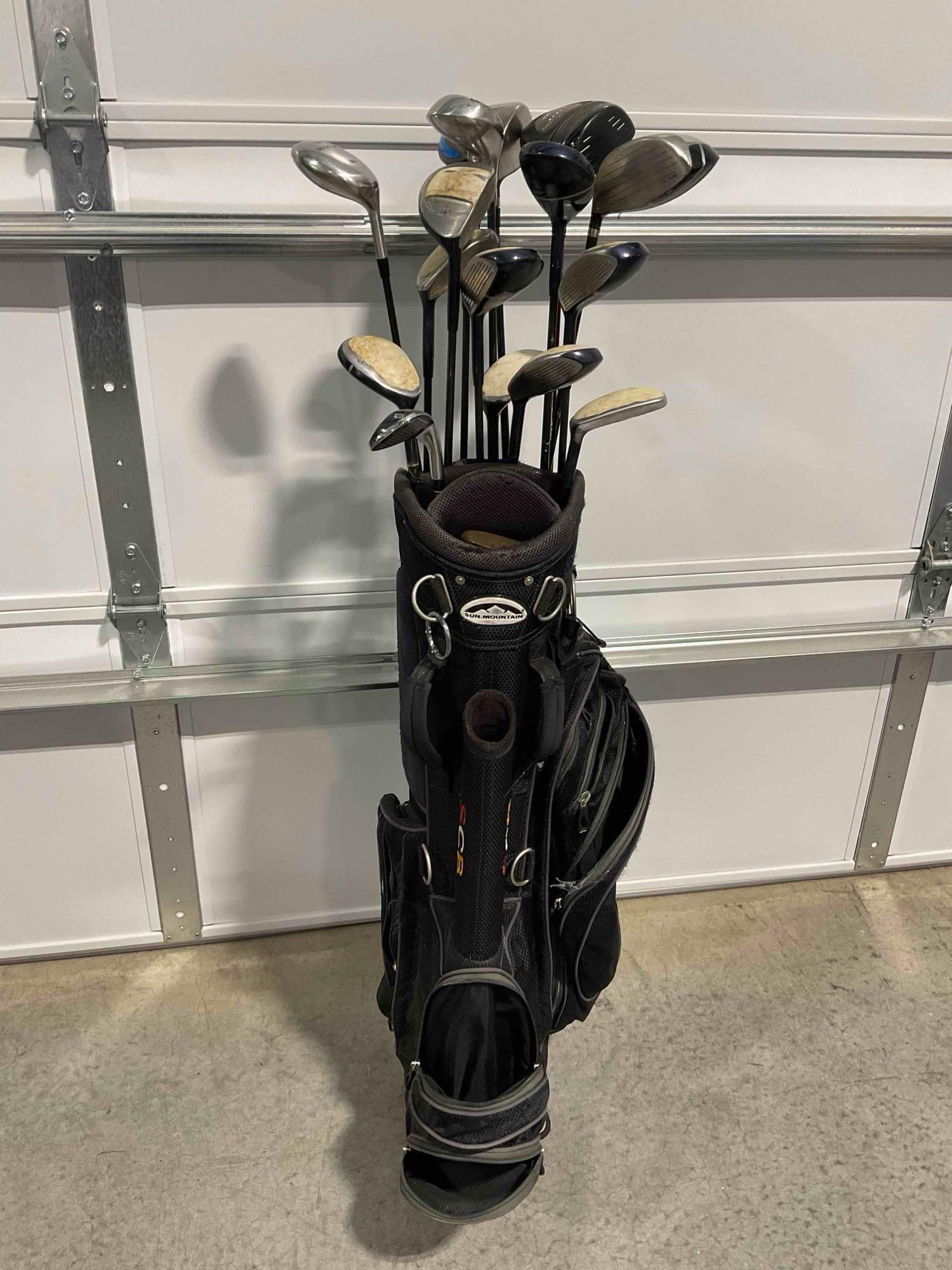 Sun Mountain Cloth Golf Carrier Bag w/ 17 pcs Golf Clubs, incl. Max-Spin, Max-Impact, Citation. (1 of 7)