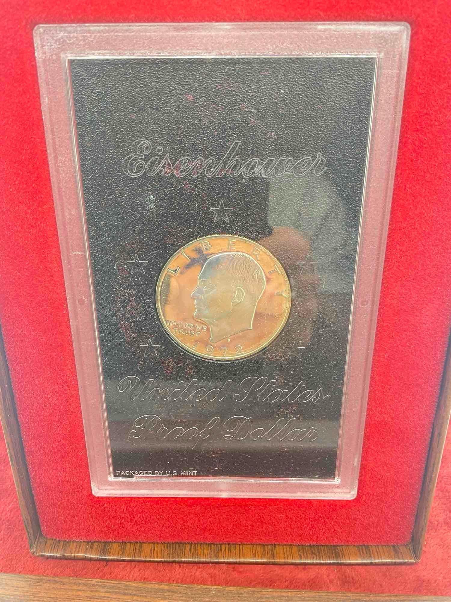 1972 US Mint Eisenhower 40% Silver proof dollar coin slabbed in brown box - 2