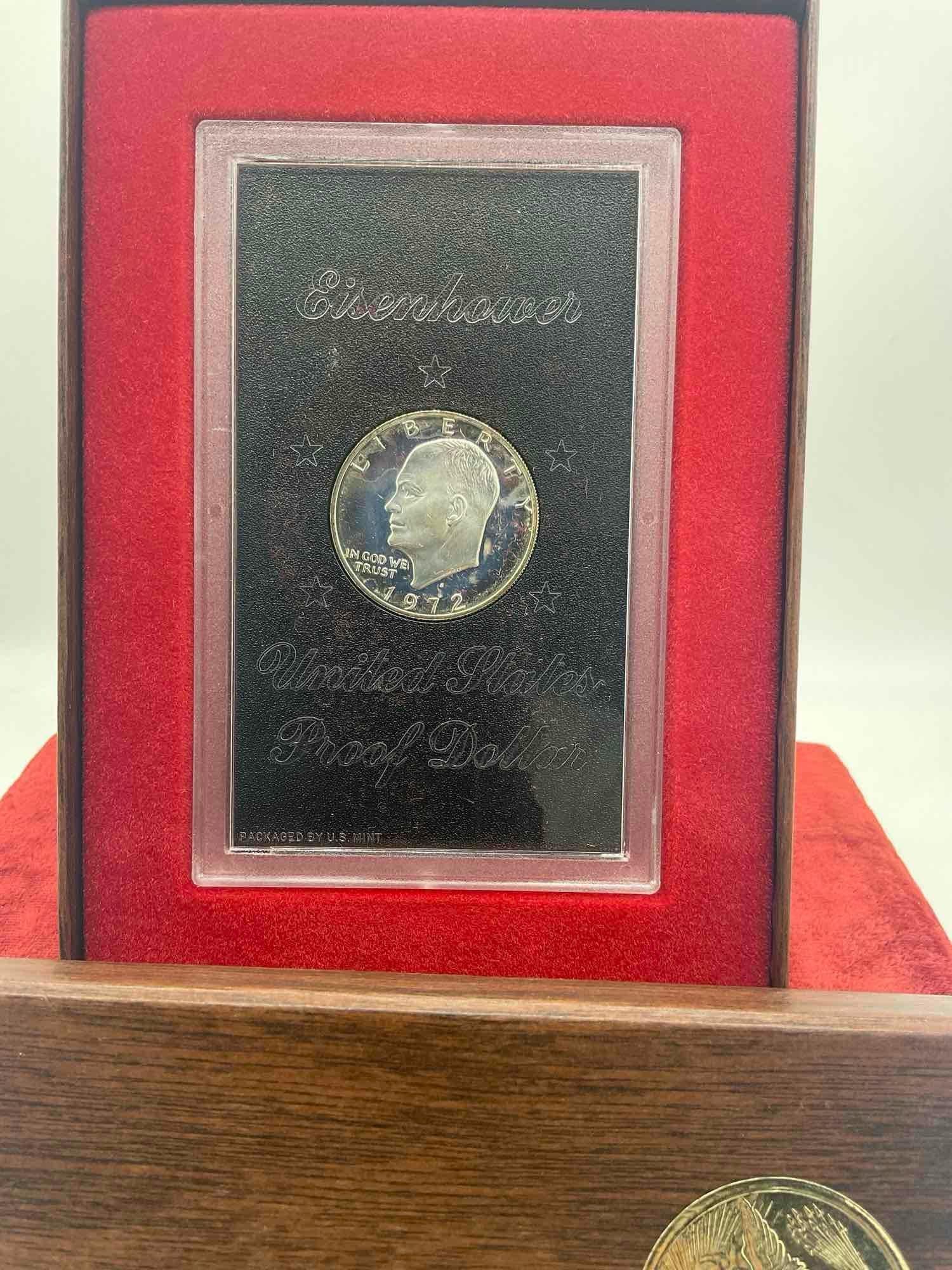 1972 US Mint Eisenhower 40% Silver proof dollar coin slabbed in brown box - 3