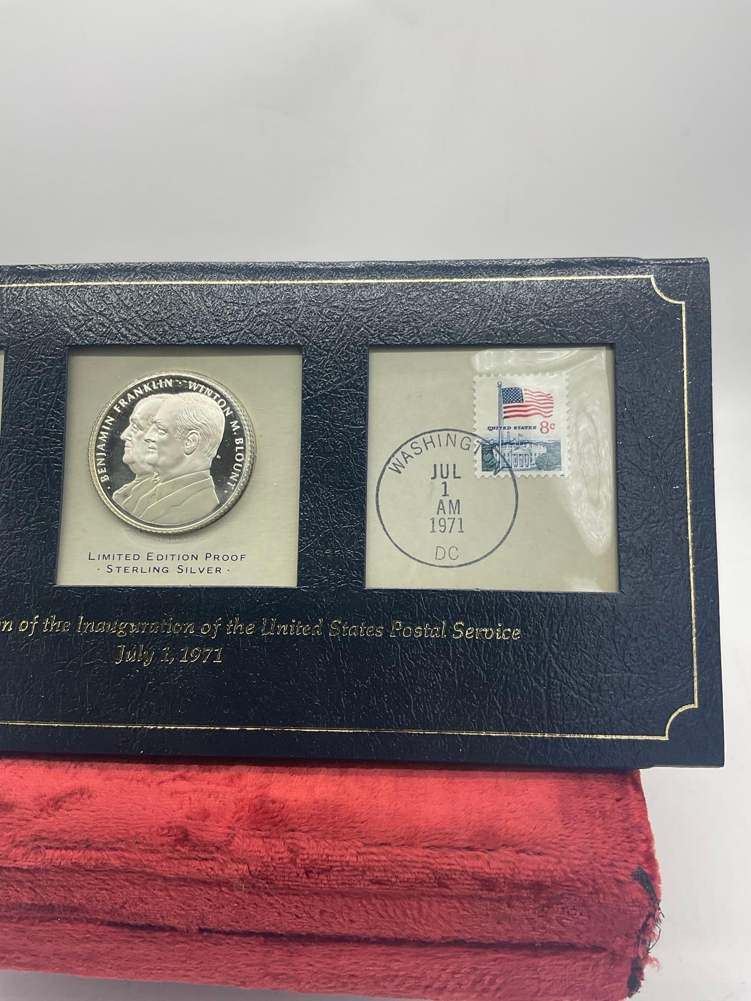 1971 Franklin MInt LTD ED Sterling silver Benjamin Franklin , Winton M Blount Postal Service Comm - 3