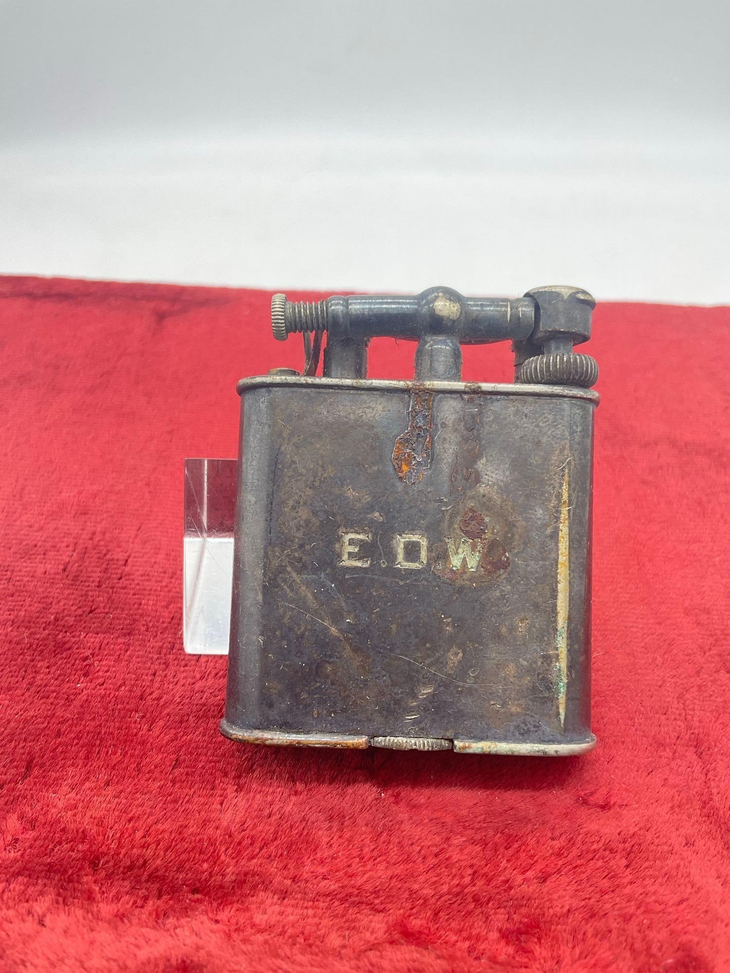 Antique CircA 1920 Dunhill Unique lift Monogrammed Petrol Cigarette Lighter Made In Switzerland (1 of 3)
