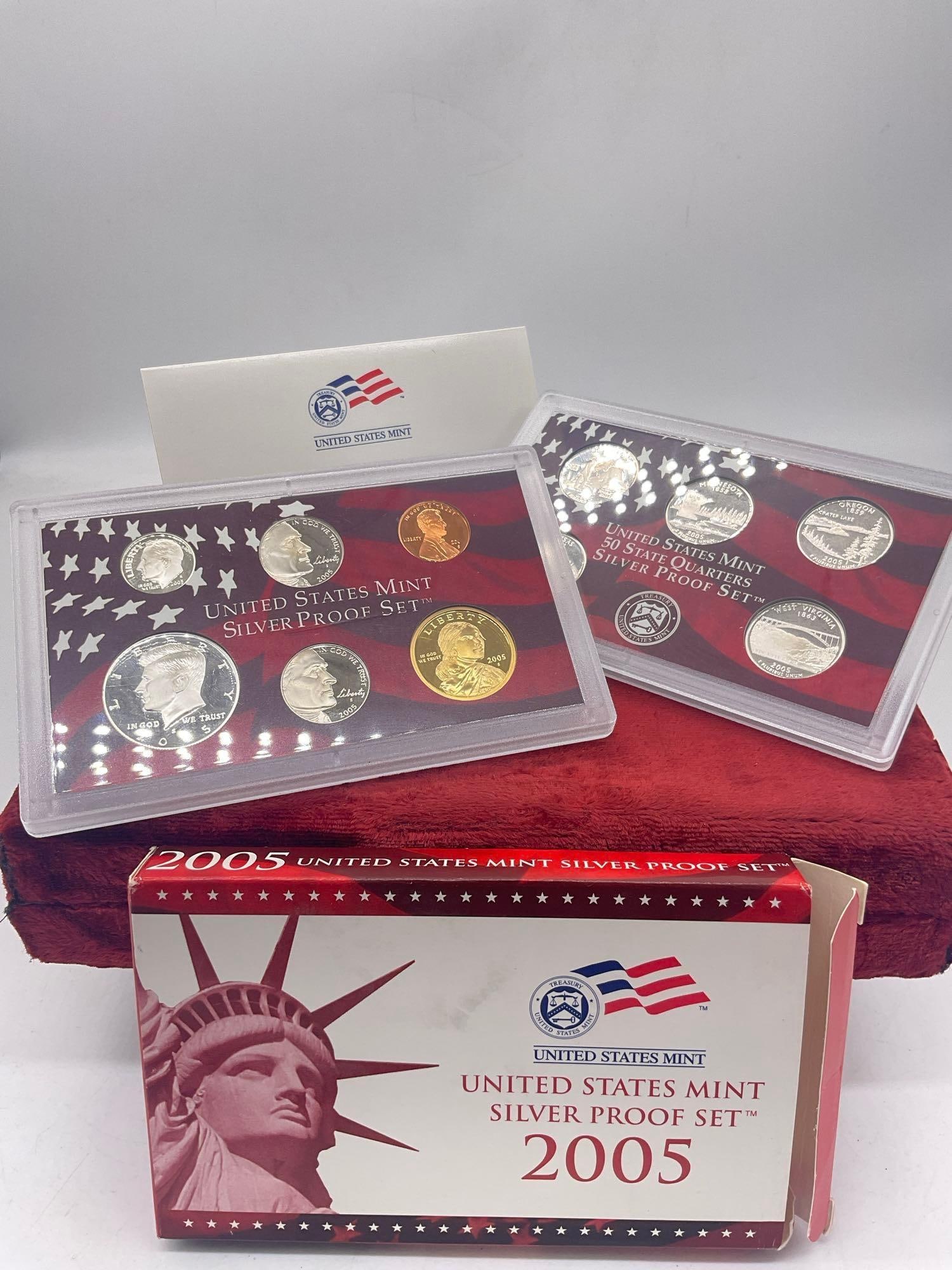 2005 10 coin Silver Proof set Includes 5 State quarters - 4