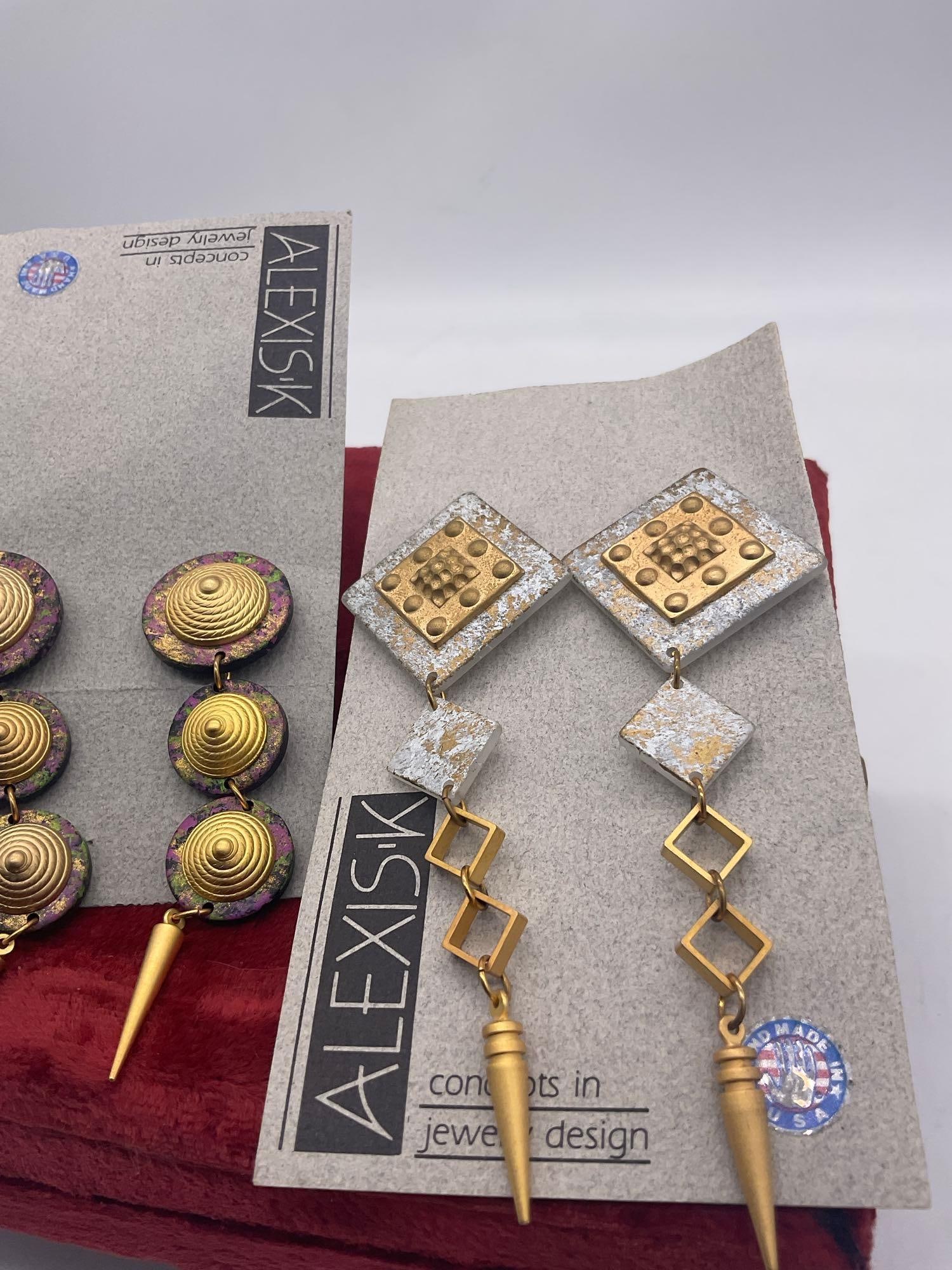 3x Unique Earrings sets, Vintage Circa 1991 Alexis K Handmade Concepts in jewelry Never worn - 3