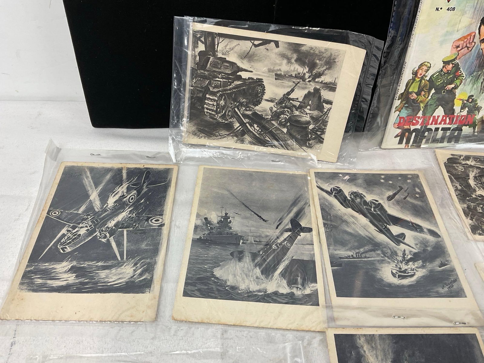 Pair of Vintage Pocket War Comics, Destination Malta & Tough Patrol + 23 WWII Vintage Postcards - 2
