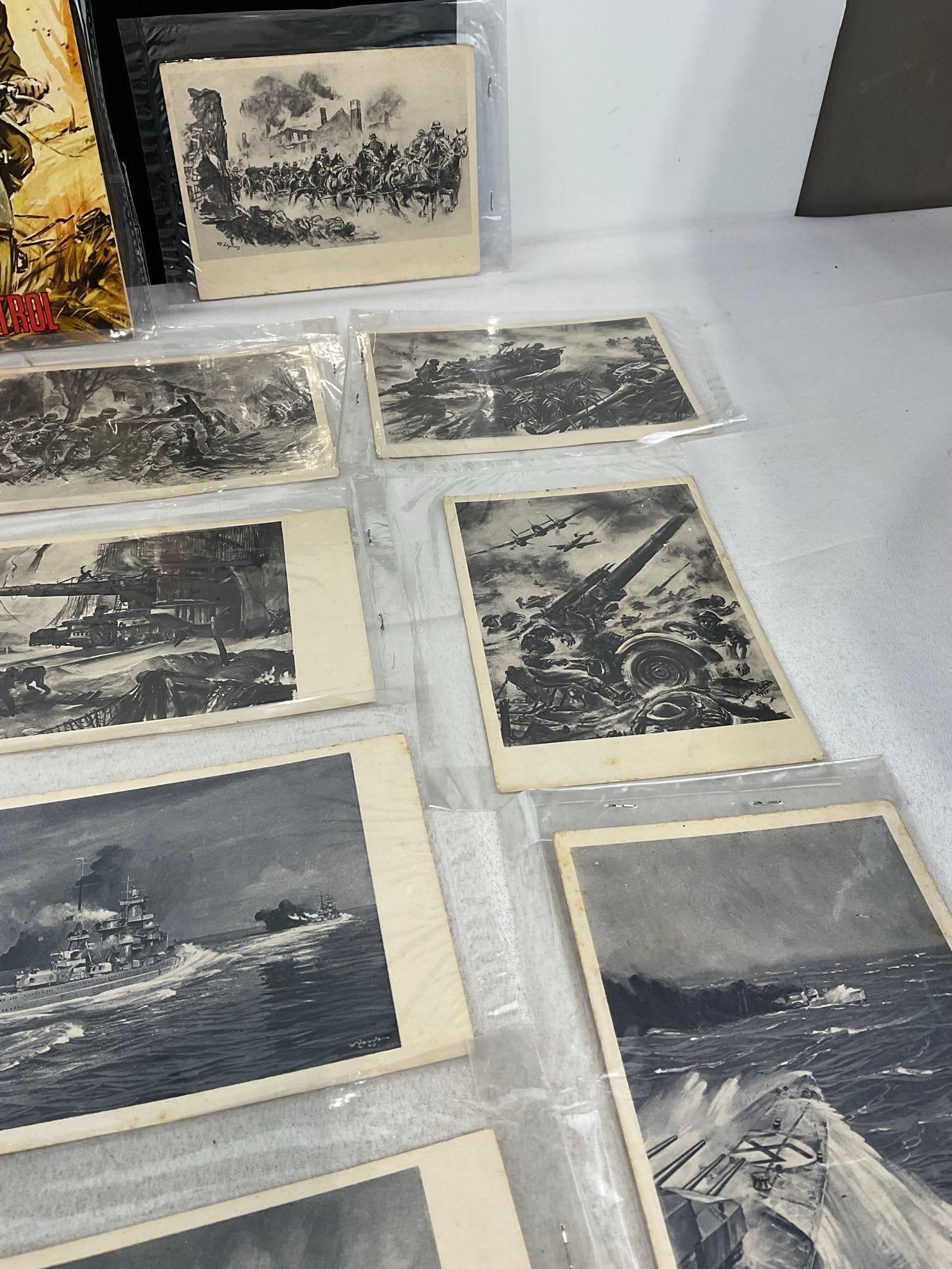 Pair of Vintage Pocket War Comics, Destination Malta & Tough Patrol + 23 WWII Vintage Postcards - 6