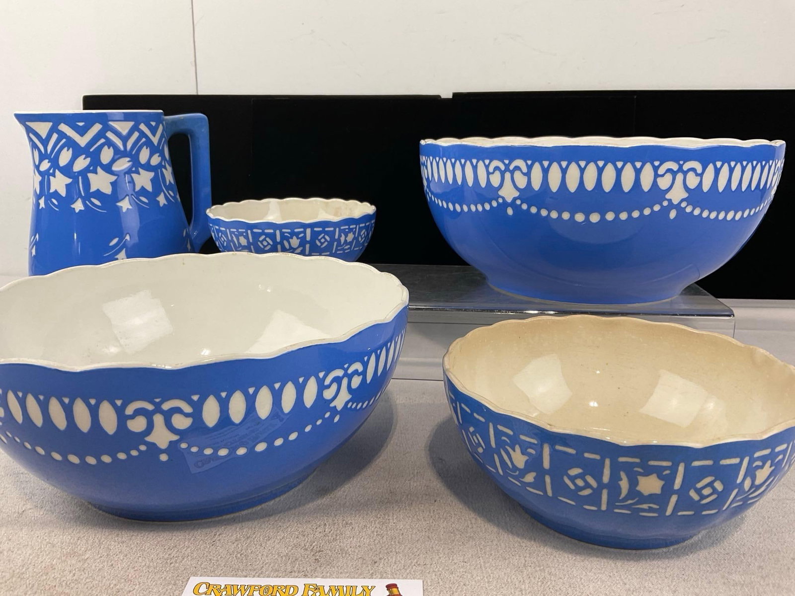 5 Vintage Villeroy & Boch Porcelain, Blue Cut to White finish, Saxony Patterns #6760, 6809 & 6812 - 2
