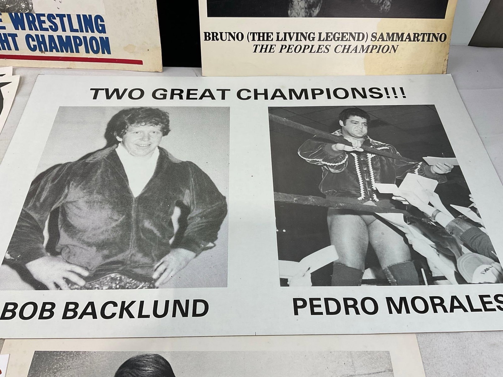 Vintage Professional Wrestling Posters, Hand Printed Bob Backlund, Bruno Sammartino & more - 3
