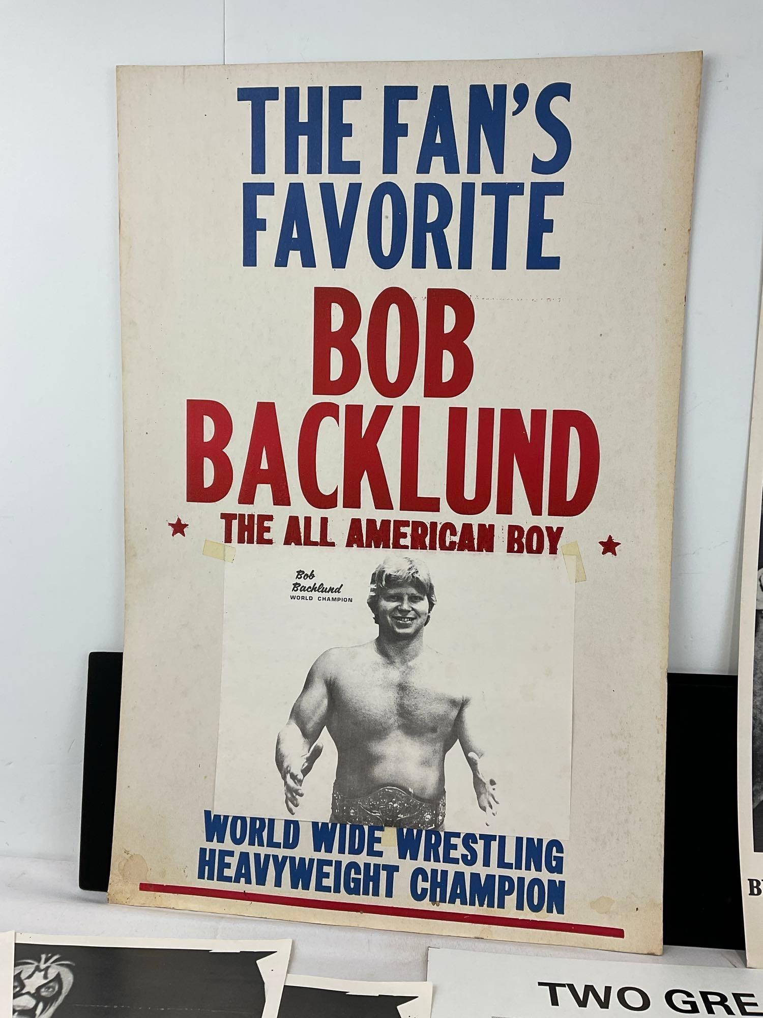 Vintage Professional Wrestling Posters, Hand Printed Bob Backlund, Bruno Sammartino & more - 6