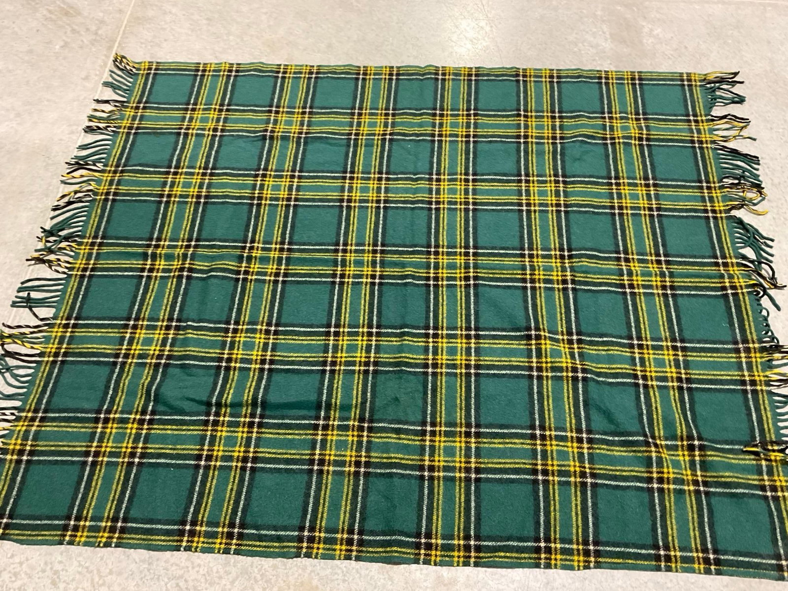 Pendleton Green/Black/White Tartan Pattern, 100% Virgin Wool, 70x52 inches - 3
