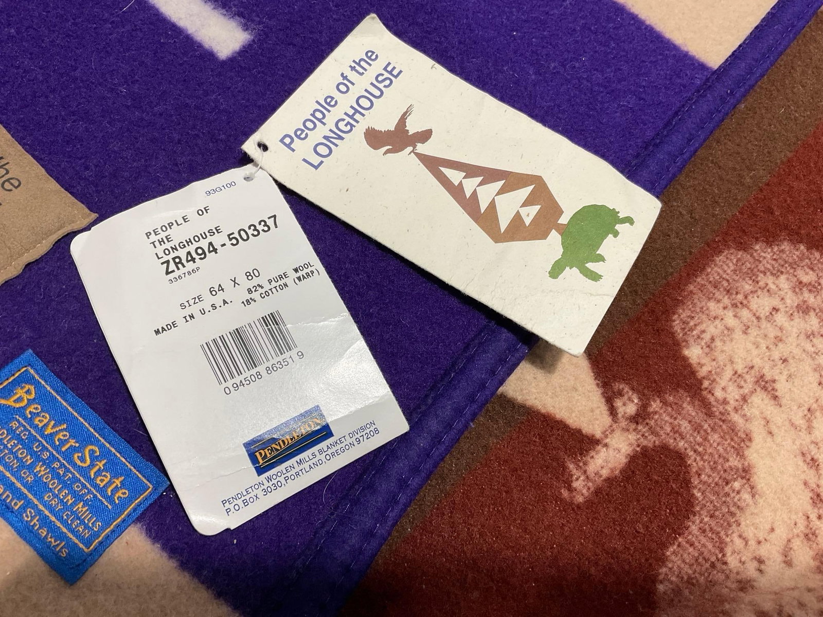 Limited Edition #d 78 of 300, Beaver State Pendleton Blanket, 76x62 w/Tags still on - 6