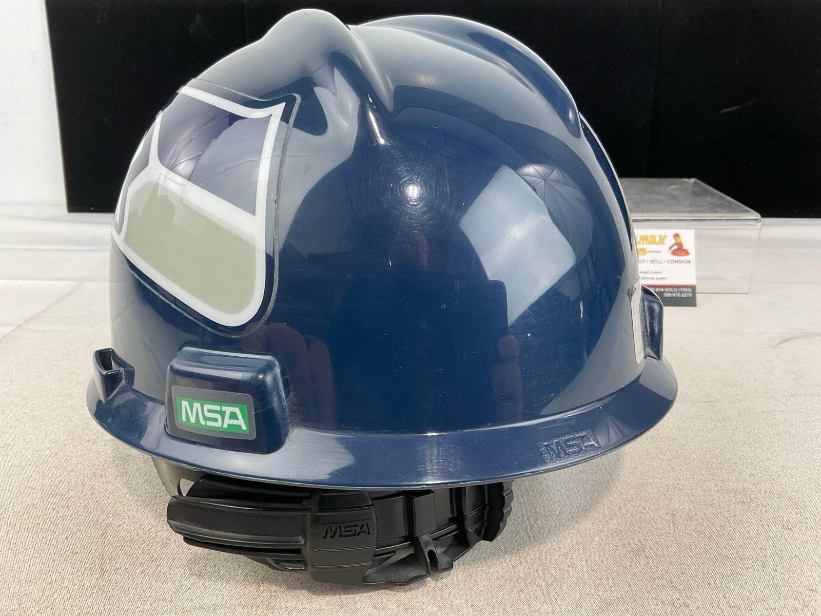 Seattle Seahawks Hard Hat, MSA V-Gard, Navy Blue w/Sticker on either side, Size Medium - 2